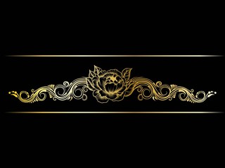 Gold indian line art border