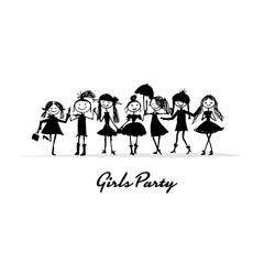 Girls party, sketch for your design