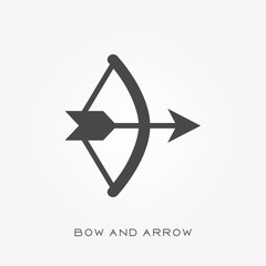 Silhouette icon bow and arrow