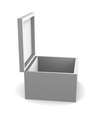 Realistic white box isolated on white background. 3d illustration