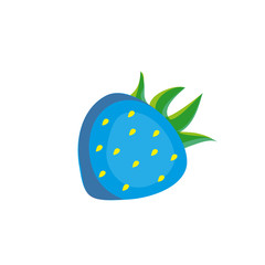 Blue cartoon strawberry isolated on white background. Vector illustration, clip art, icon.