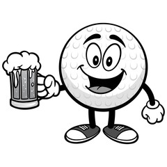 Golf Ball with Beer Illustration
