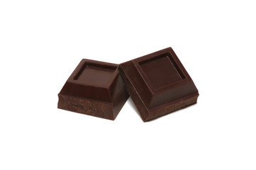 Chocolate pieces on a white
