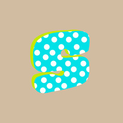 3d cute alphabet letter S with polka dots isolated Vector illustration