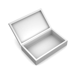 Realistic white box isolated on white background. 3d illustration