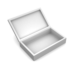 Realistic white box isolated on white background. 3d illustration