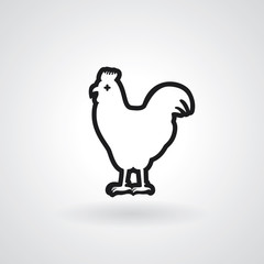 Fototapeta na wymiar Chicken icon isolated on grey background. Vector illustration