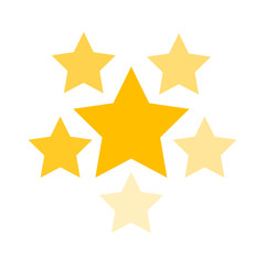 Set yellow stars isolated white background. Vector illustration