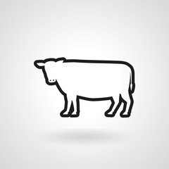 Cow icon isolated on grey background. Vector illustration