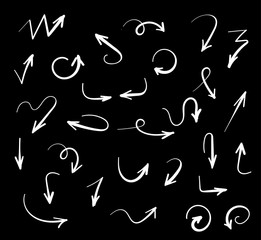 Hand drawn arrows set isolated on white. Sketch arrow set. Vector illustration for your business and education design. Different types of driving directions