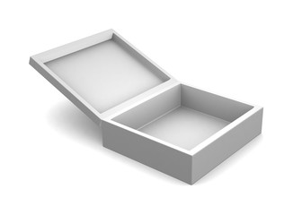 Realistic white box isolated on white background. 3d illustration