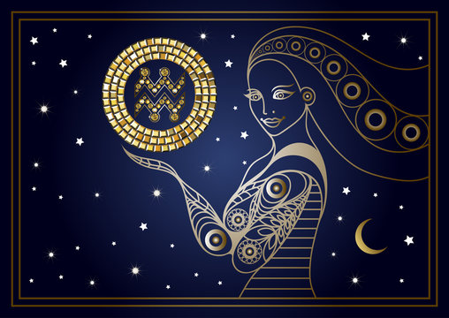 Decorative woman with the sign of the zodiac 6