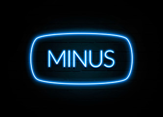 Minus  - colorful Neon Sign on brickwall