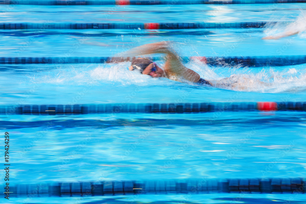 Sticker Freestyle swimmer motion blurred image