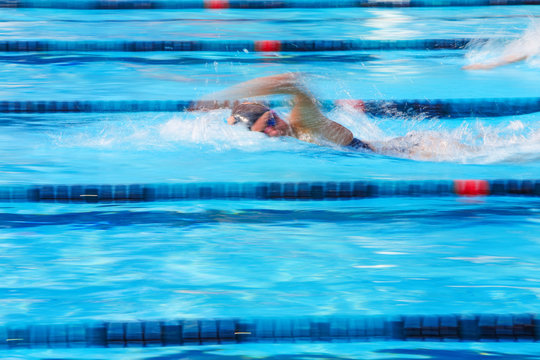 Freestyle swimmer motion blurred image