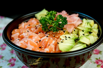 japanese food Mix Sashimi Chirashi Rice Bowl