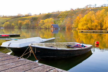 Boote am Max Eyth See im Herbst - Stuttgart