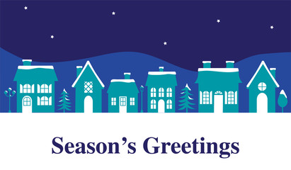 seasons greetings graphic with houses