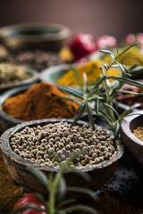 Spice Still Life, wooden bowl