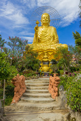 Dalat Vietnam Van Hanh Pagoda, A Large Statue Of Golden Buddha