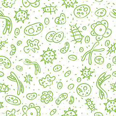 bacteria seamless vector pattern