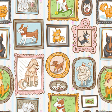 dogs seamless vector pattern
