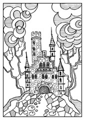 Graphic illustration with abstract castle 7