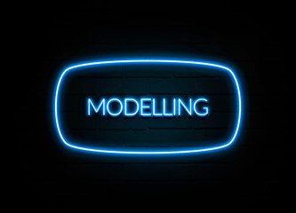 Modelling  - colorful Neon Sign on brickwall