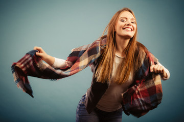 Nice woman with scarf.