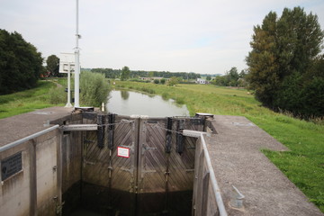 Sluice of the ring canal to river Hollandse IJssel in Moordrecht