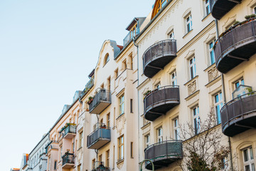 Fototapeta na wymiar residential house at berlin with curved balcony