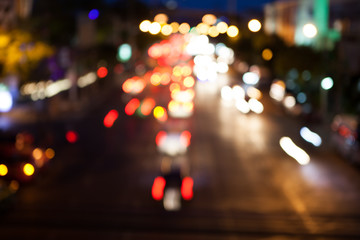 blurry background bokeh of traffic with night light