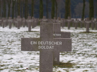 Grave stones on the war cemetery with German soldiers, Ysselstein, The Netherlands