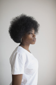 Portrait of woman with an afro