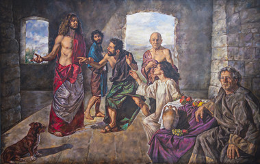 Fototapeta premium oil painting on canvas of a religious scene