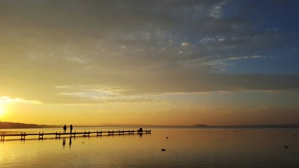 Fototapeta premium Sonnenuntergang am Steinhuder Meer, Deutschland