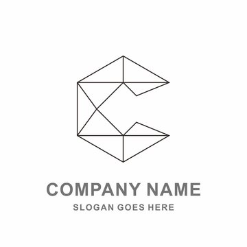 Monogram Letter C Geometric Square Cube Hexagon Architecture Construction Business Company Stock Vector Logo Design Template