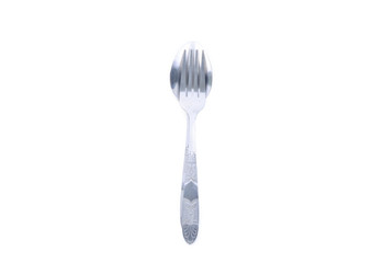 antique fork and spoon on white background