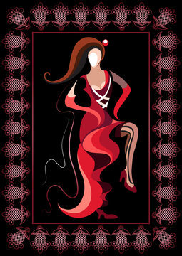 Graphical illustration with the cabaret dancer 1