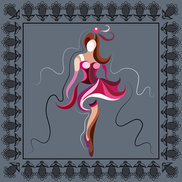 Graphical illustration with the cabaret dancer 16