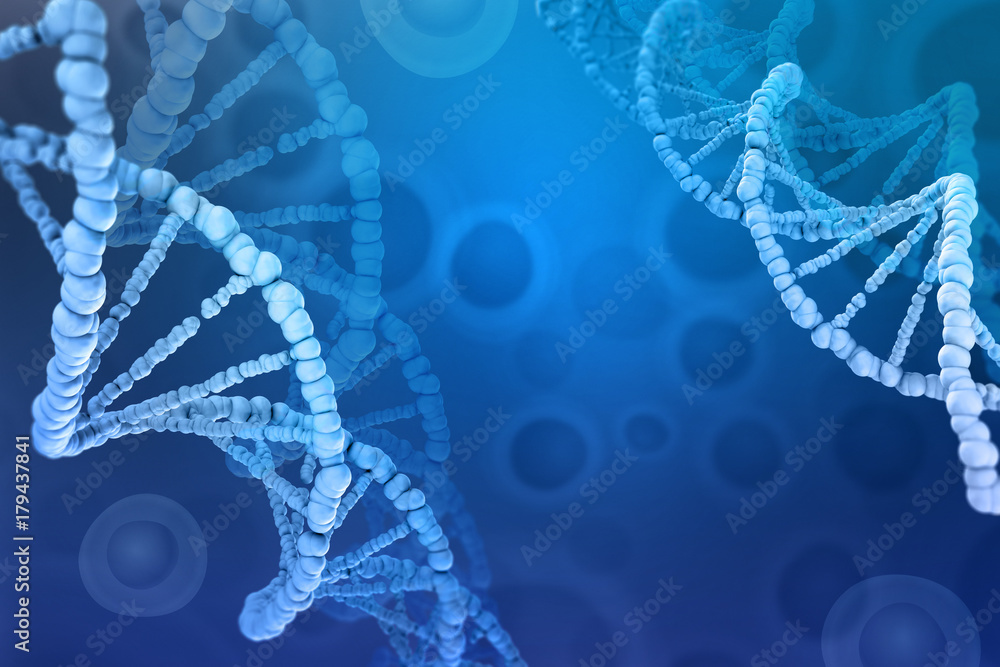 Aufkleber 3d illustration of a dna molecule. investigation of cellular structure. modern digital concept on a 