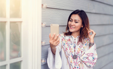 Asian women are happy to take pictures