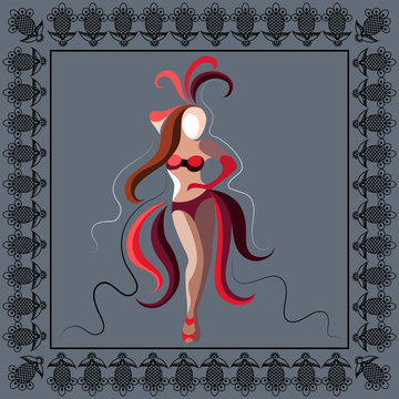 Graphical illustration with the cabaret dancer 19