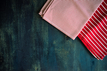 Kitchen towel or napkin over the rustic concrete table