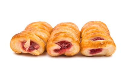 puff pastry with jam isolated