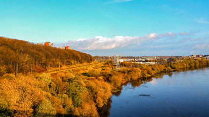 Industrial panorama of the river.
