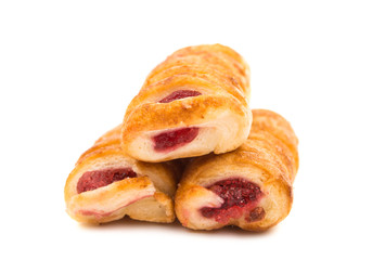 puff pastry with jam isolated