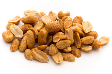 Peeled peanuts on the isolated background.