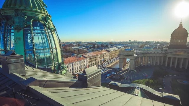 Kazan Cathedral in St. Petersburg. Timelapse