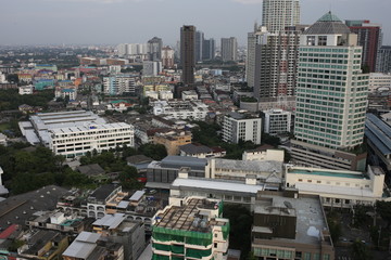 city buildings with blue sky